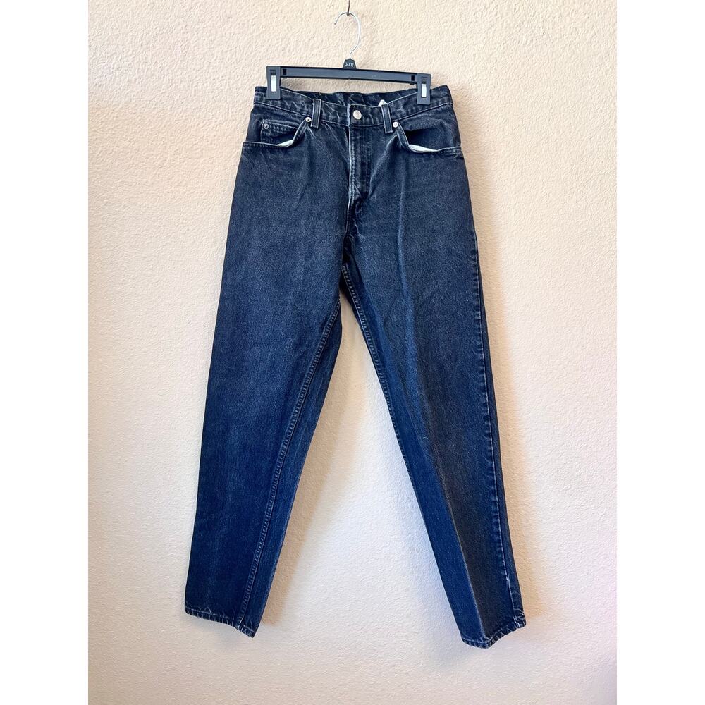 Vintage Orange tab Levis 550 black denim jeans 31x34